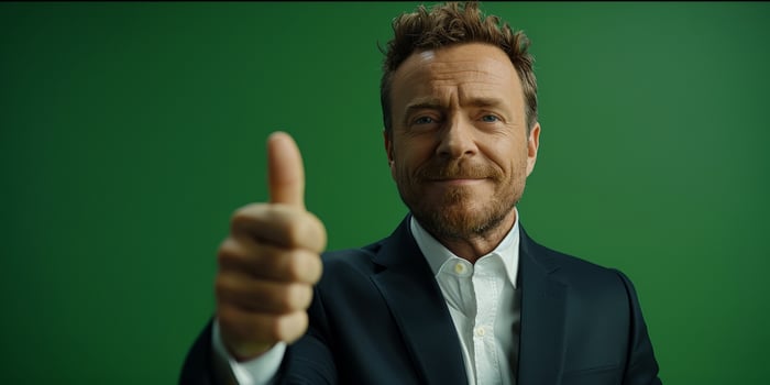 Businessman Giving Thumbs Up in Suit photo