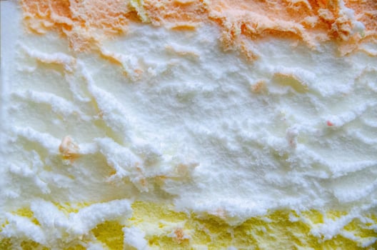 texture of yellow white and green ice cream like background, close up photo
