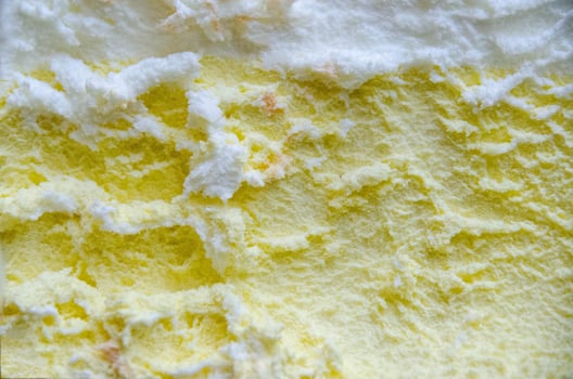 texture of yellow white and green ice cream like background, close up photo
