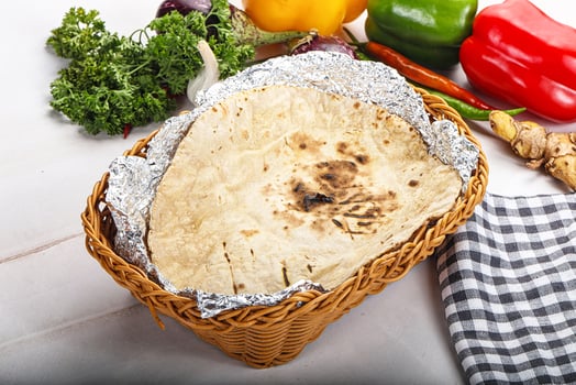 Indian tandoori bread in the basket photo