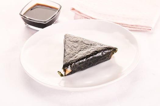 Japanese traditional onigiri with fish photo