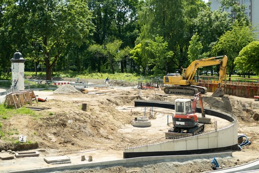Excavator on a construction site photo