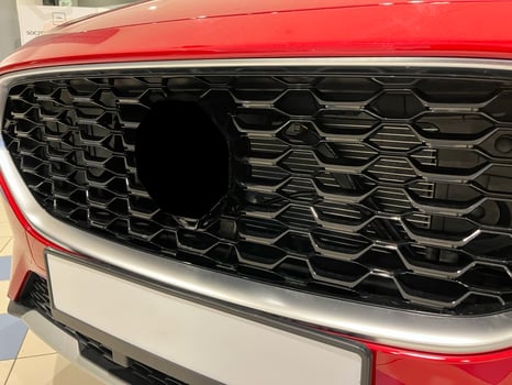 Front bumper of a car. Car radiator grill photo