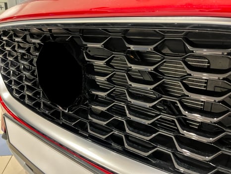 Front bumper of a car. Car radiator grill photo