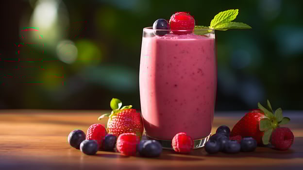 Delicious red berry smoothie. photo