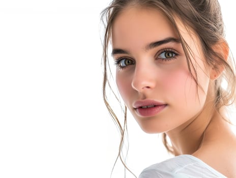 Beautiful girl smiling photo on white background