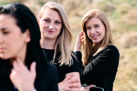 Empowered Businesswomen Taking a Break. A Moment of Relaxation on the Company Terrace. photo