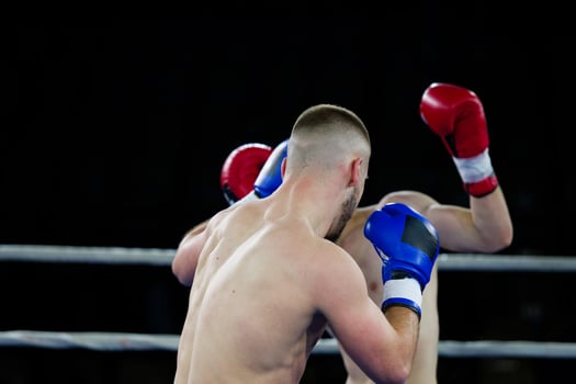Fierce boxing match showcases athletes' power and skill. photo