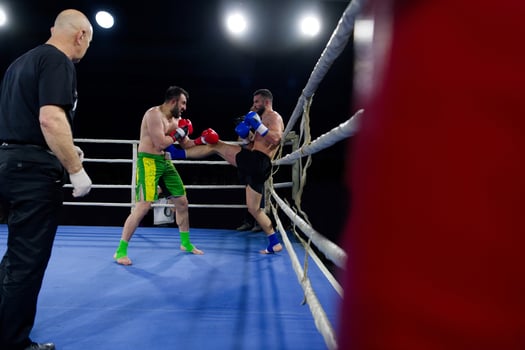 Fierce boxing match showcases athletes' power and skill. photo