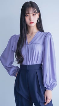A young Asian woman model with long straight black hair perfect skin photo