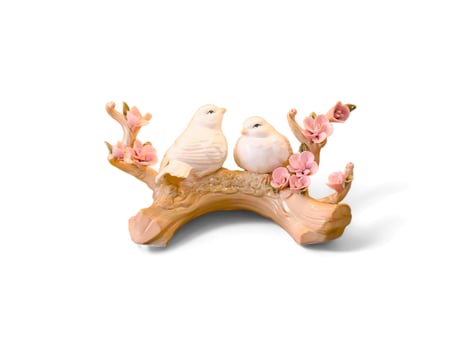 Decorative miniature two birds on wood photo
