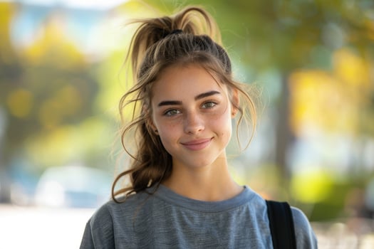 Young Woman Smiling Outdoors photo