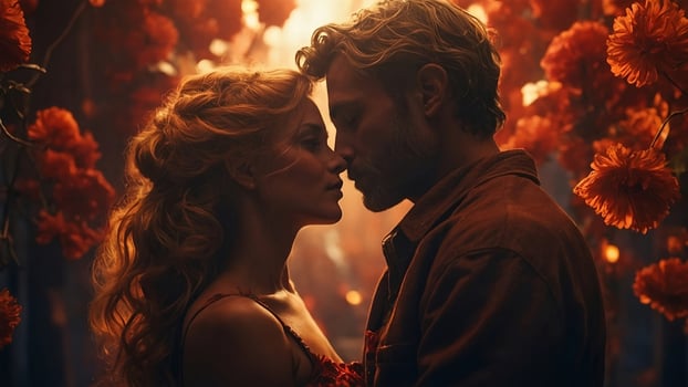 couple in love in the forest - date in the forest - dating in the forest. photo