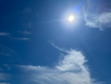 Bright Summer Sky with Sun. Fluffy Cloudscape in Nature Beautiful Landscape. High quality photo