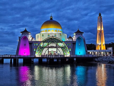 Masjid Selat Melaka Malacca Malaysia Travel Landmark Souvenir Poster Background photo