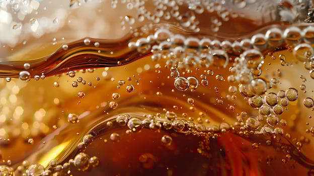 Close-up view of bubbles rising in a carbonated beverage photo