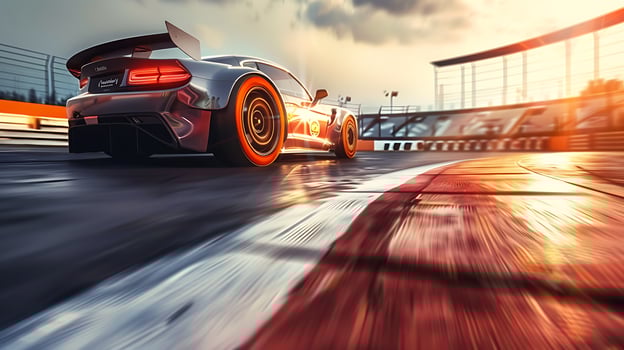 Sport racing car fast driving to achieve the champion dream , motion blur and lighting effect photo