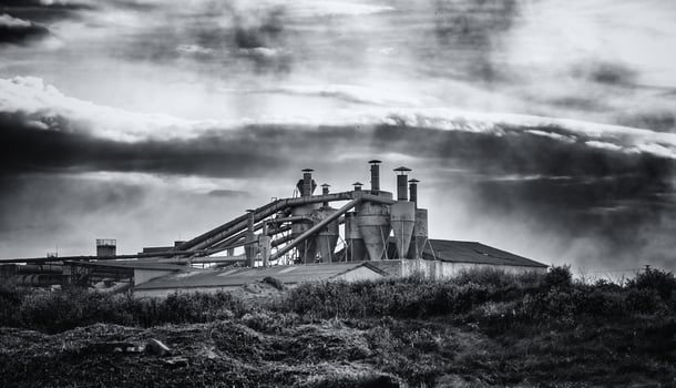 Factory with storm sky photo
