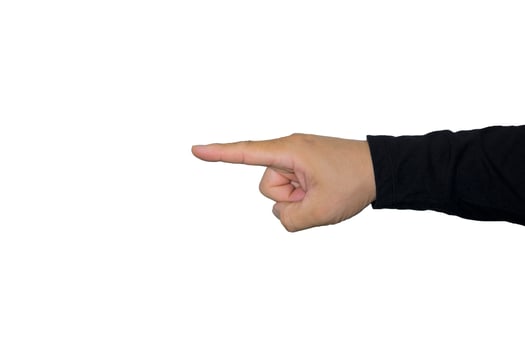 Hand finger pointing isolated on white background. photo