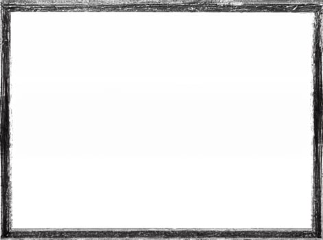 Rectangular Frame with Distressed Texture, Grunge Black Borders on Isolated Background - Geometric Design Element photo