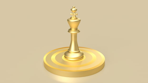 The gold king chess on bulleye target for Business concept 3d rendering. photo