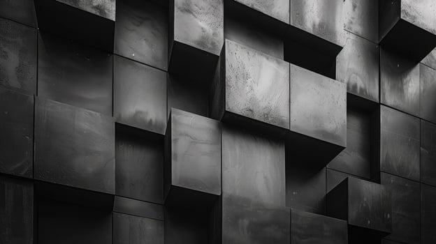 Architectural detail of a modern facade with overlapping panels photo