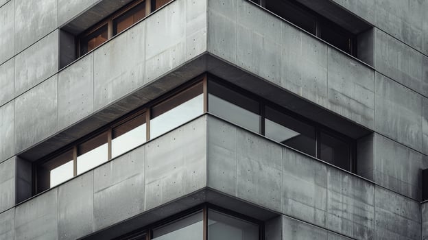 Architectural detail of a modern facade with overlapping panels photo