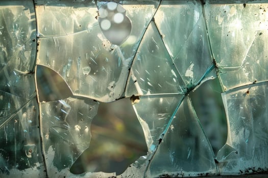 Shattered glass texture with sun flare photo
