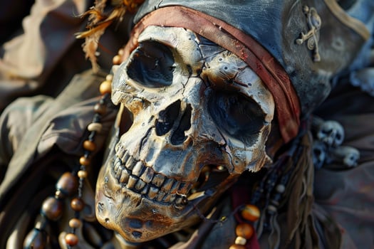 Pirate skull with bandana and beads photo