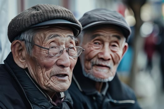 Elderly friends sharing a moment photo
