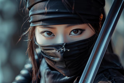 Mysterious warrior woman gazing intently photo