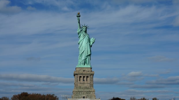 The statue of liberty view located in the New York city in USA photo