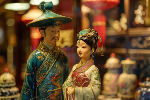 Traditional chinese dolls in ornate costumes photo