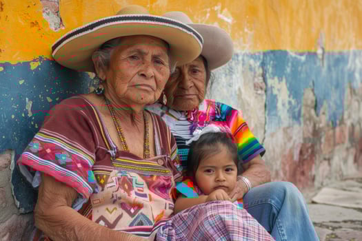 Generations bonding, elderly woman, adult and child outdoors photo