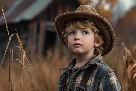 Little explorer in autumn field photo