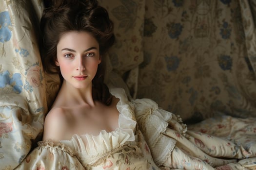 Floral Beautiful young rococo lady. Generate ai photo