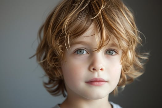 Portrait of a young child with curly hair photo