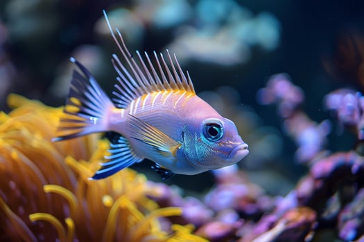 Majestic tropical fish in coral reef aquarium photo