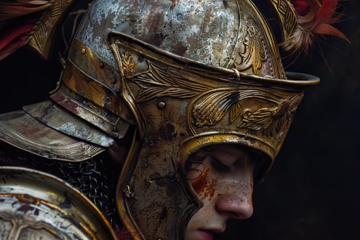 Medieval knight in ornate armor photo
