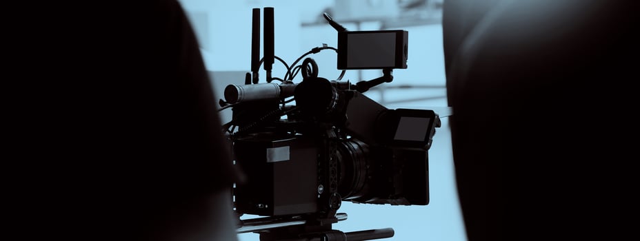 Film directors and crew making commercial content advertising in studio. photo