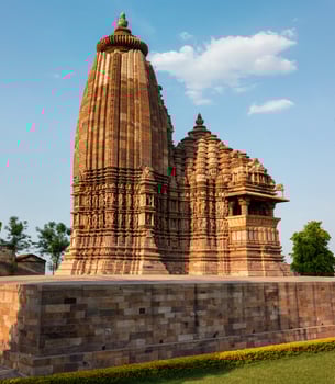 Famous temples of Khajuraho with sculptures, India photo