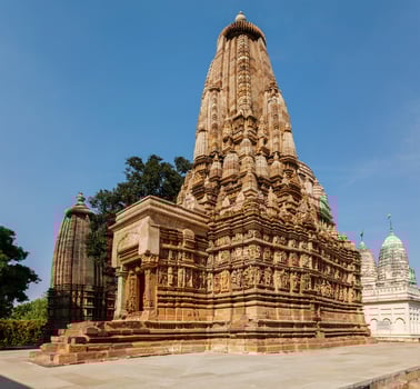 Famous temples of Khajuraho with sculptures, India photo