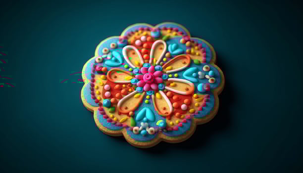 beautifully decorated sugar cookie. photo