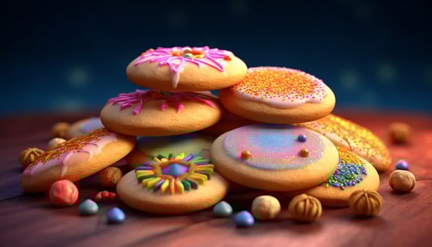 beautifully decorated sugar cookie. photo
