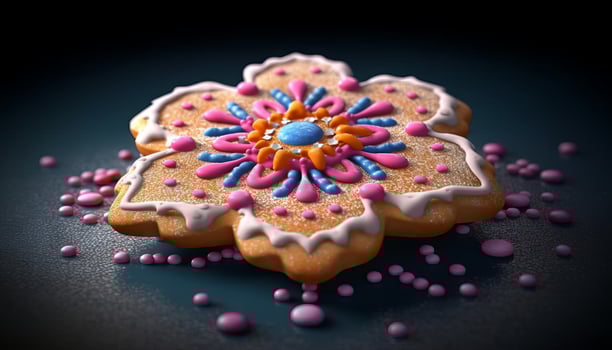 beautifully decorated sugar cookie. photo