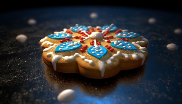 beautifully decorated sugar cookie. photo