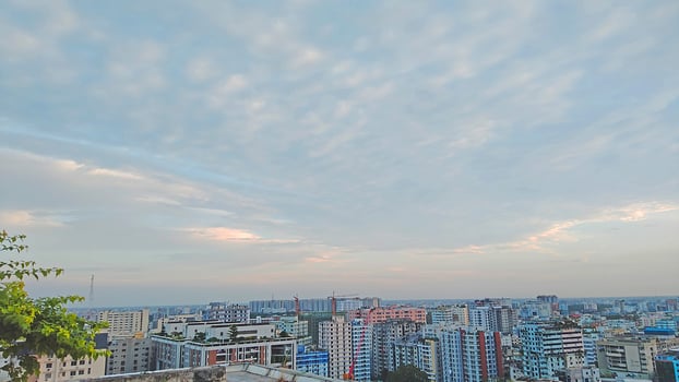 Amazing view of a cityscape with blue sunset Sky photo