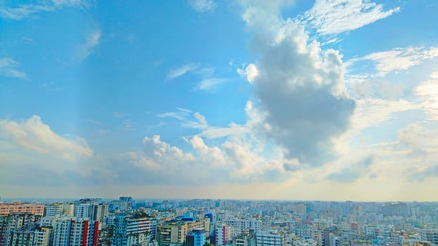 Amazing view of a cityscape with blue sunset Sky photo