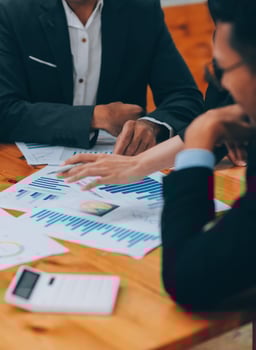 Business People Entrepreneurs Teams are Meeting Discussing and Problem Solving Together Their Project in Conference Room. Professional Entrepreneurship Teamwork are Business Dealing Meeting Together photo