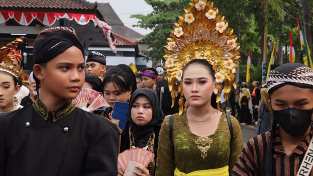 Community cultural parade with various Traditional costume photo